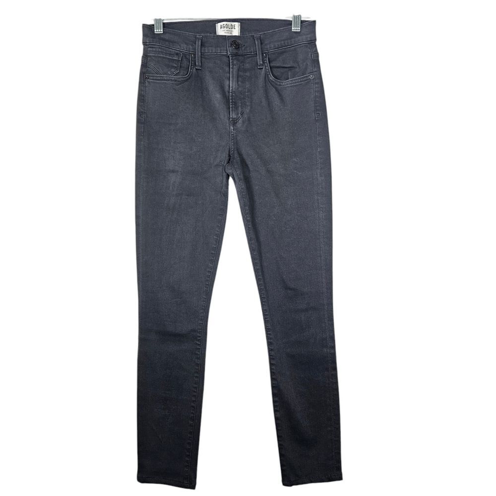 Agolde Jeans‎ Women 27x27.75 Sophie Mid Rise Skinny Dark Wash Grey Black Stretch